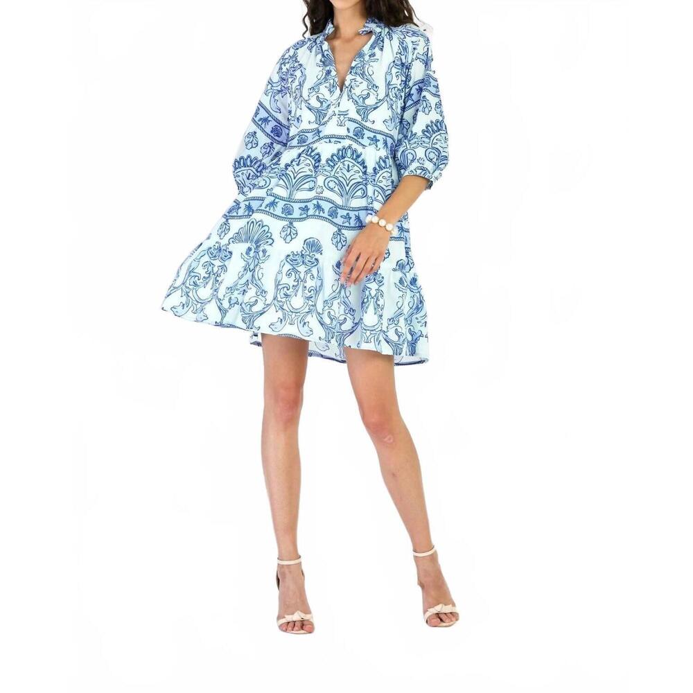 NEW BEYOND BY VERA jules mini dress in fontana aqua